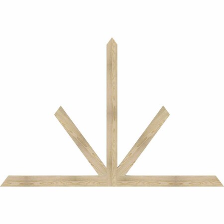 Ekena Millwork Saratoga Rough Sawn Timber Gable Bracket, Douglas Fir, 84"W x 56"H x 2"D x 4"F, 16/12 Pitch GBW084X56X0204SAR00RDF